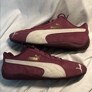 Puma Speed Cat Purple(grape) and White.  Men’s size 10